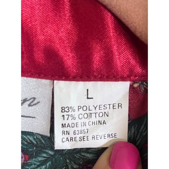 Kathryn Satin Floral Nightgown L Pink Paisley Vtg Boho Western Retro 80s - Picture 3 of 16